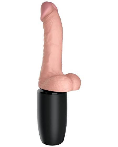 Vibrador realista KING COCK Plus Triple Threat com ação de impulsão, aquecimento e vibração