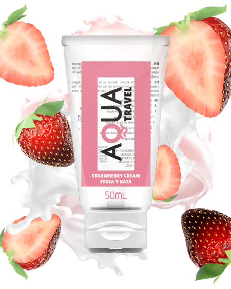 Lubrificante AQUA TRAVEL à base de água com sabor a morango e nata