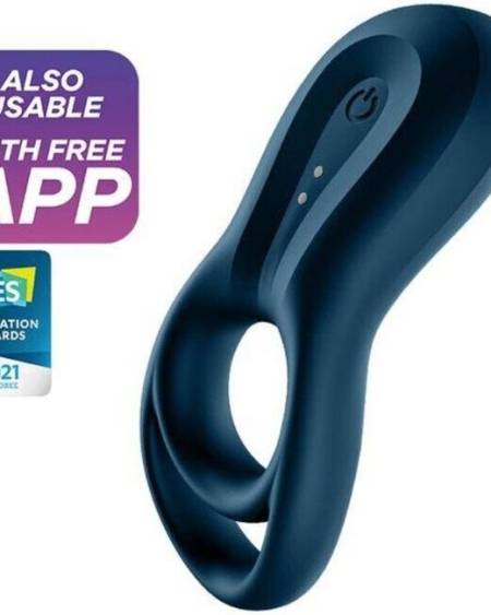 SATISFYER - EPIC DUO ANILLO VIBRADOR APP AZUL