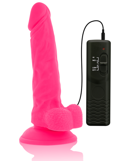DIVERSIA - DILDO REALÍSTICO FLEXIBLE CON VIBRACIÓN ROSA 18 CM -O- 4 CM
