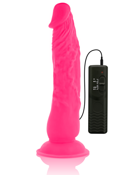 DIVERSIA - DILDO REALÍSTICO FLEXIBLE CON VIBRACIÓN ROSA 21 CM -O- 4.9 CM