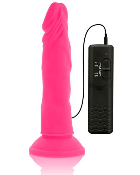 DIVERSIA - DILDO REALÍSTICO FLEXIBLE CON VIBRACIÓN ROSA 23 CM -O- 4.3 CM