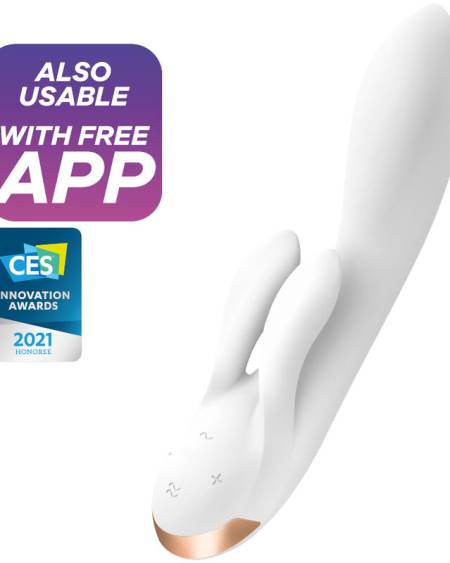 Vibrador Satisfyer Double Flex com Aplicação - Branco
