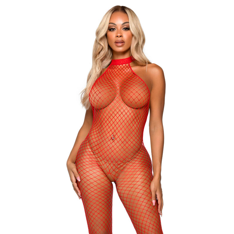 LEG AVENUE - LE FRIVOLE BODYSTOCKING - CUELLO RACER TALLA UNICA ROJO - ROJO, ONE SIZE
