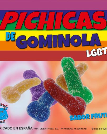 Caixa de gominolas sabor frutas com açúcar LGBT