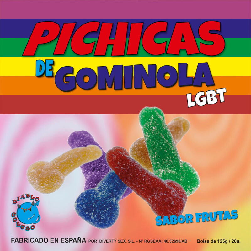 Caixa de gominolas sabor frutas com açúcar LGBT