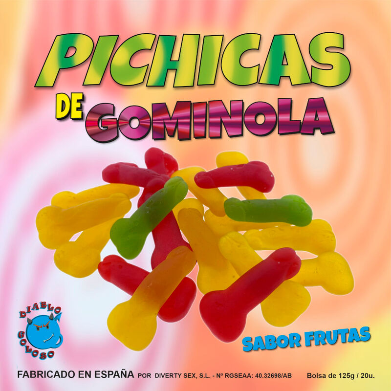 Caixa de gominolas sabor frutas em forma de pénis