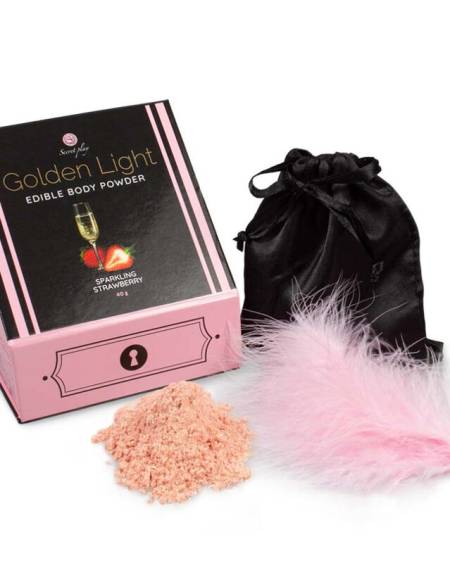 SECRETPLAY - GOLDEN LIGHT KIT POLVOS COMESTIBLES Y PLUMA FRESAS & CAVA
