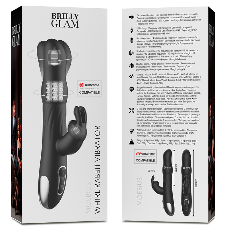BRILLY GLAM - MOEBIUS RABBIT VIBRATOR & ROTATOR + MANDO CONTROL REMOTO WATCHME