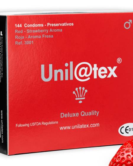 Preservativos Unilatex vermelhos com sabor a fresa