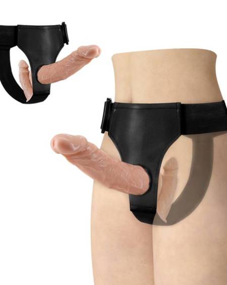 Dildo de duas pontas com arnês ajustável