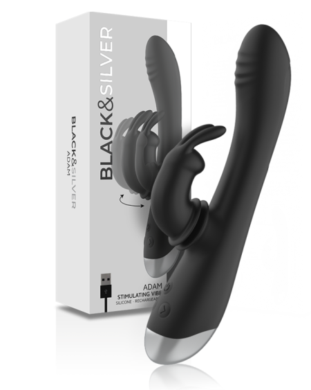 Estimulador rabbit BLACK&SILVER Adam silicone recarregável preto