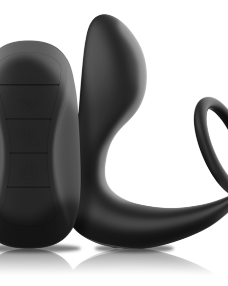 Massajador anal com controlo remoto em silicone preto da BLACK&SILVER