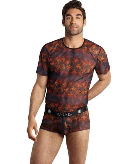 Camiseta preta com estampado colorido da ANAIS MEN