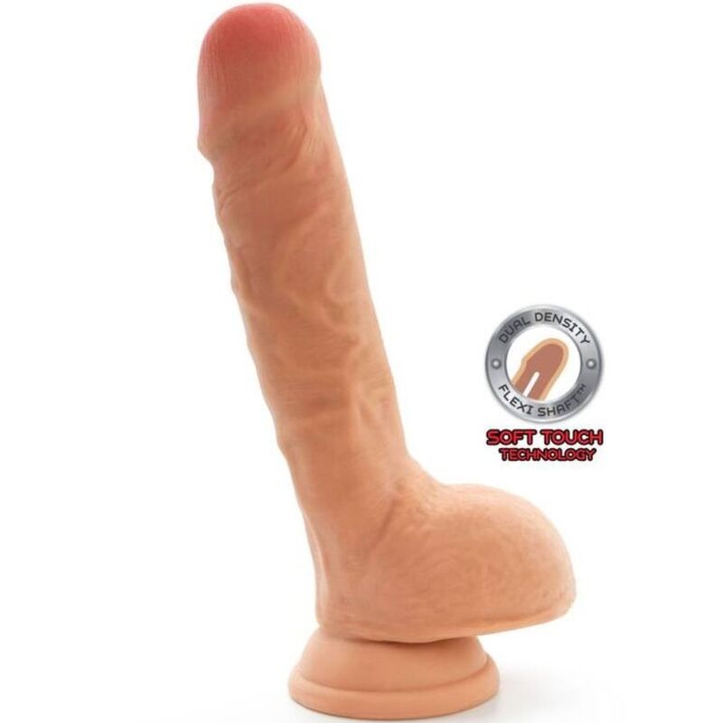 Dildo dual density com testículos de 18 cm