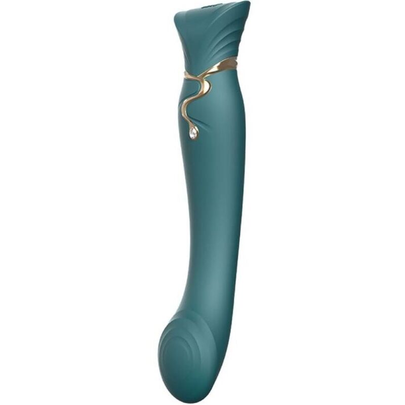 Vibrador ZALO Queen G-spot PulseWave com detalhes dourados e adorno Swarovski