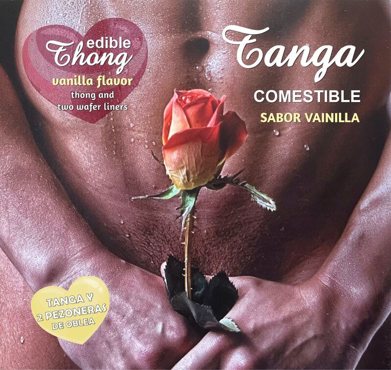 Tanga comestível e mamilos de oblea sabor baunilha