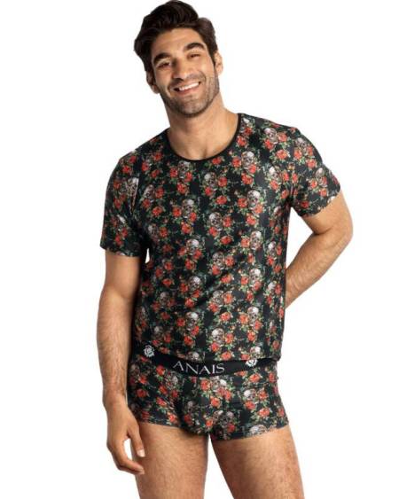 Power Camiseta S da ANAIS MEN com estampado de rosas e caveiras