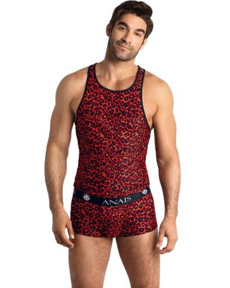 Camiseta Tribal Top M em microfibra vermelha com estampado animal.