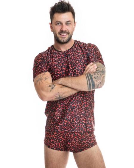 Camiseta Tribal ANAIS MEN em microfibra vermelha