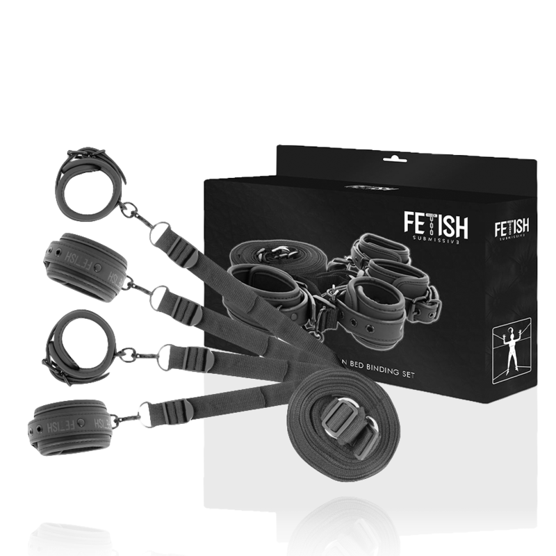 FETISH SUBMISSIVE - SET DE ESPOSAS Y ATADURAS CON FORRO DE NEOPRENO