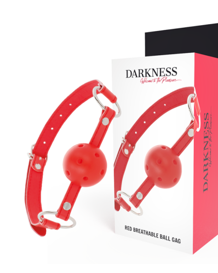 Mordaça respirável com bola DARKNESS BONDAGE e correias ajustáveis
