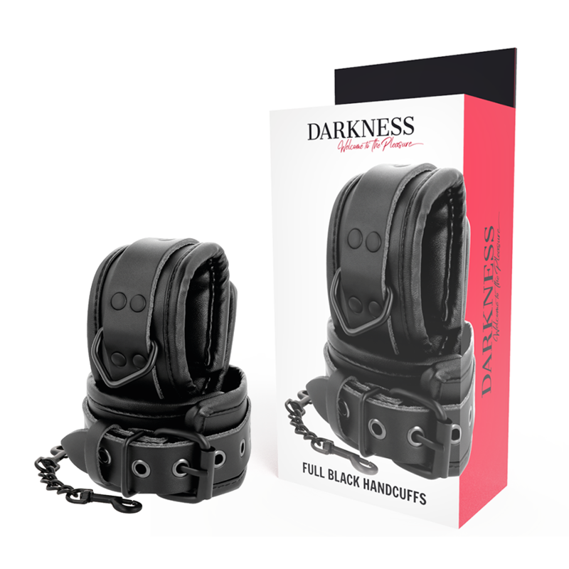Algemas ajustáveis em couro preto da marca Darkness