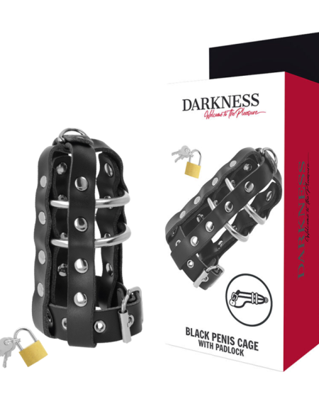 DARKNESS - JAULA CASTIDAD CUERO CON CANDADO