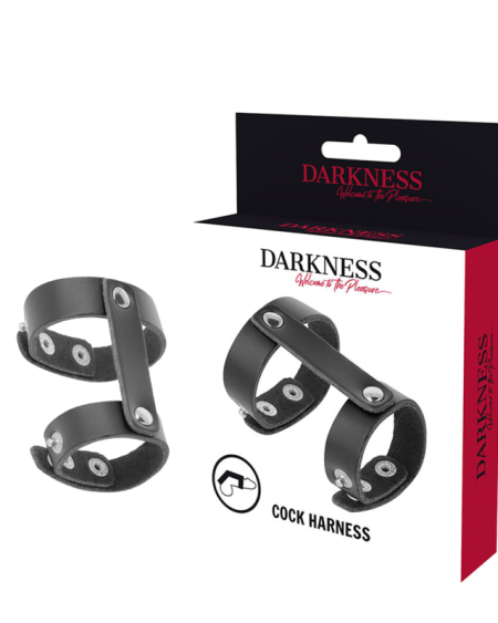 DARKNESS - ANILLO PENE Y TESTÍCULOS AJUSTABLE LEATHER