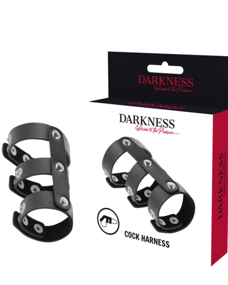 DARKNESS - ANILLO DOBLE PENE Y TESTÍCULOS AJUSTABLE LEATHER