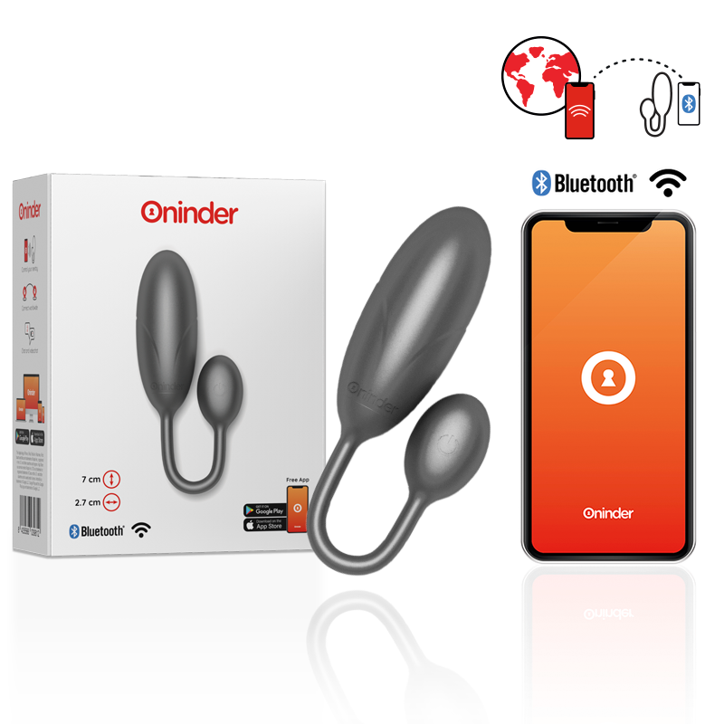 ONINDER - DENVER HUEVO VIBRADOR ROSA 7 X 2.7 CM - APP GRATUITA - NEGRO