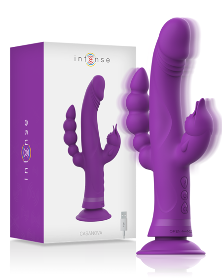 INTENSE Casanova Vibrador Rabbit Silicone Triplo Motor Roxo
