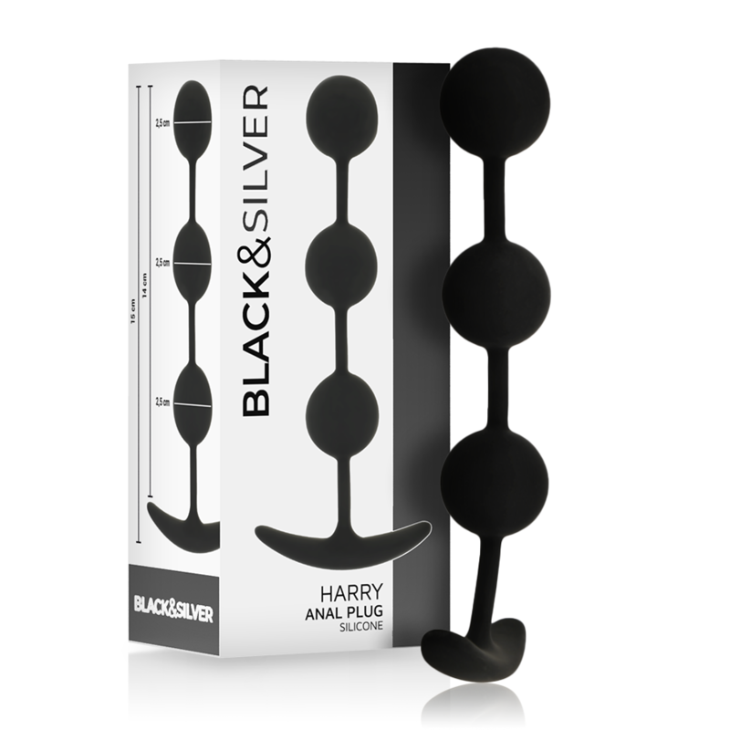 Bolas anais Black&Silver Harry com 3 esferas de silicone a 14 cm