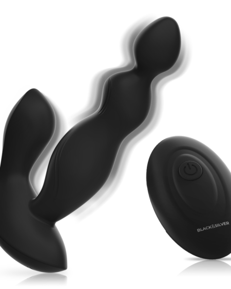 Black&Silver Cora Plug Prostático Silicone Controle Remoto