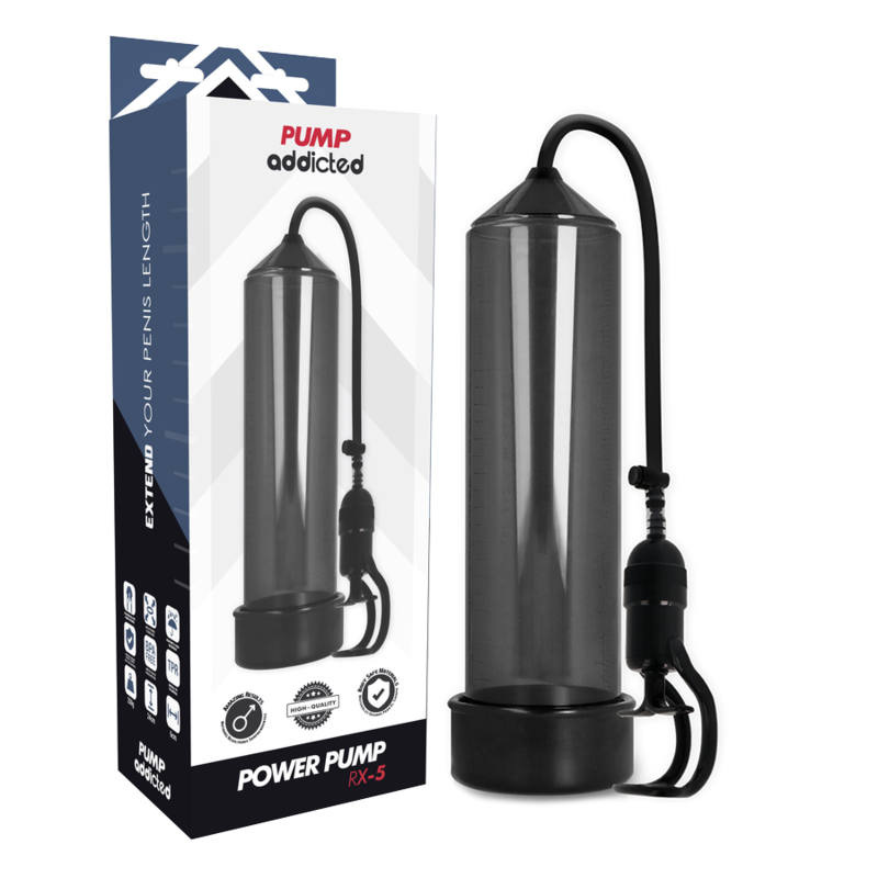 PUMP ADDICTED - BOMBA ERECCIÓN RX5 TRANSPARENTE - NEGRO