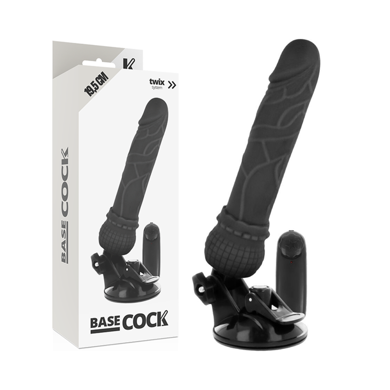 BASECOCK - VIBRADOR REALÍSTICO CONTROL REMOTO NATURAL 19.5 CM -O- 4 CM - NEGRO