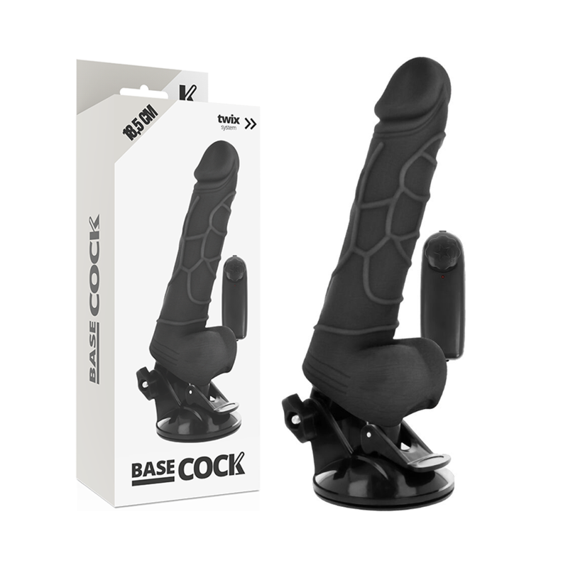 BASECOCK - VIBRADOR REALISTICO CONTROL REMOTO NATURAL 18.5 CM -O- 4CM - NEGRO