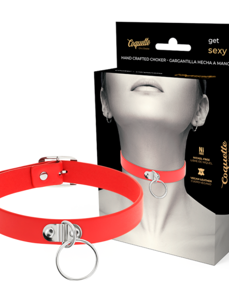 COQUETTE CHIC DESIRE - COLLAR CUERO VEGANO ROJO ACCESORIO WOMAN FETISH
