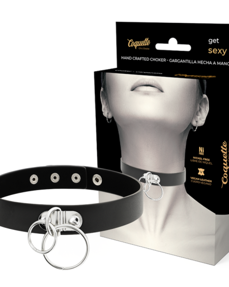 COQUETTE CHIC DESIRE - CHOKER CUERO VEGANO DOBLE ANILLA