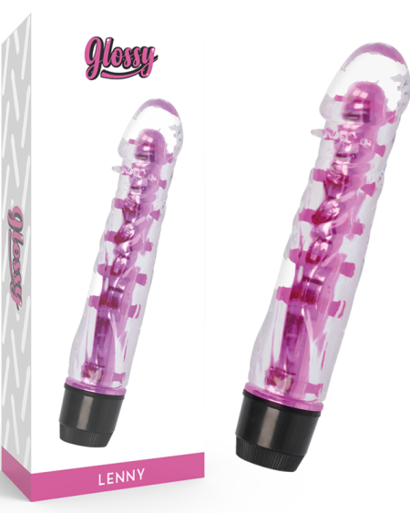 Vibrador clássico GLOSSY LENNY, de forma ergonómica