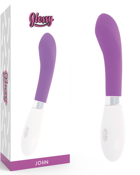 Vibrador curvo John da GLOSSY, com ponta arredondada