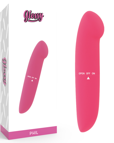 Vibrador GLOSSY PHIL de 13 cm, disponível em rosa ou preto