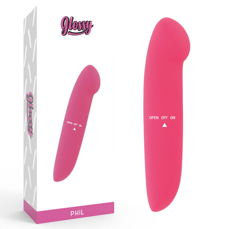 Vibrador GLOSSY PHIL de 13 cm, disponível em rosa ou preto