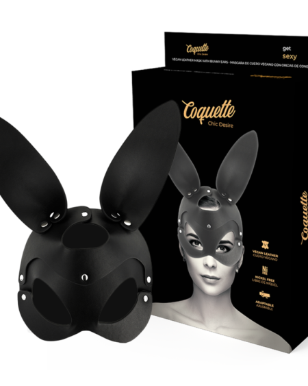 COQUETTE CHIC DESIRE - MÁSCARA CUERO VEGANO CON OREJAS DE CONEJO
