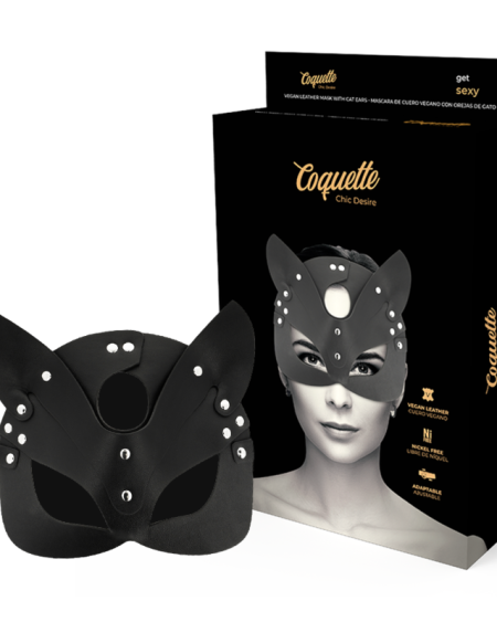 COQUETTE CHIC DESIRE - MÁSCARA CUERO VEGANO CON OREJAS DE GATO