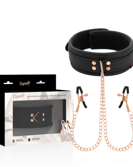 COQUETTE CHIC DESIRE - FANTASY COLLAR CON PINZAS PEZONES CON FORRO DE NEOPRENO