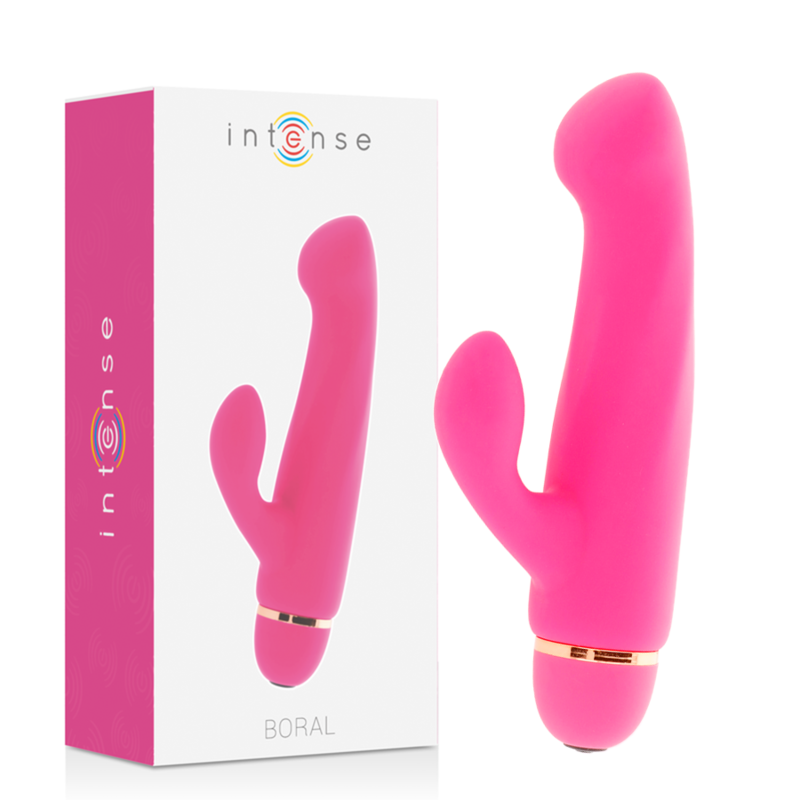 Vibrador coelho Boral da INTENSE HIGH TECH com ponta curva e estimulador clitoriano