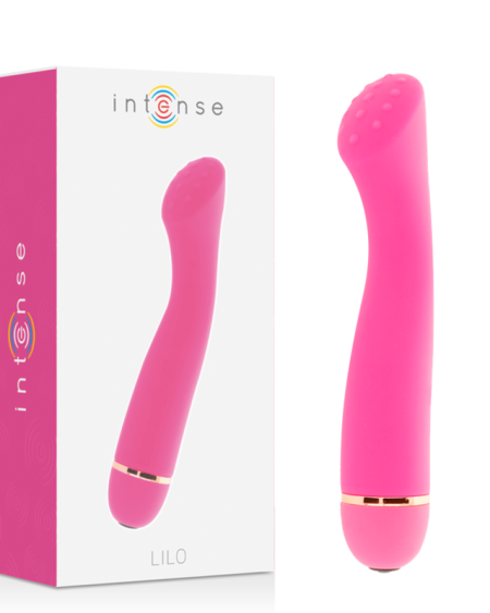 Vibrador LILO da INTENSE HIGH TECH, com ponta curva, em rosa ou lilás