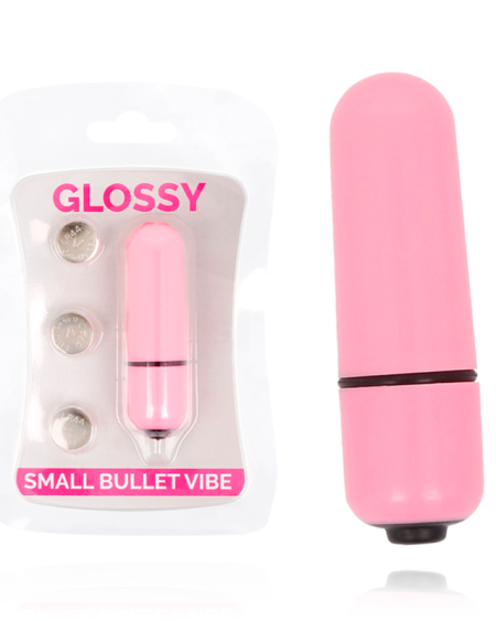 Mini vibrador GLOSSY em forma de bala, disponível em rosa e preto