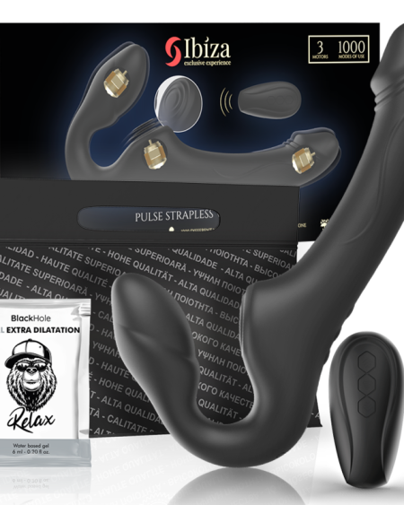 IBIZA - VIBRADOR STRAPLESS CON PULSADOR CONTROL REMOTO 3 MOTORES 1000 COMBINACIONES